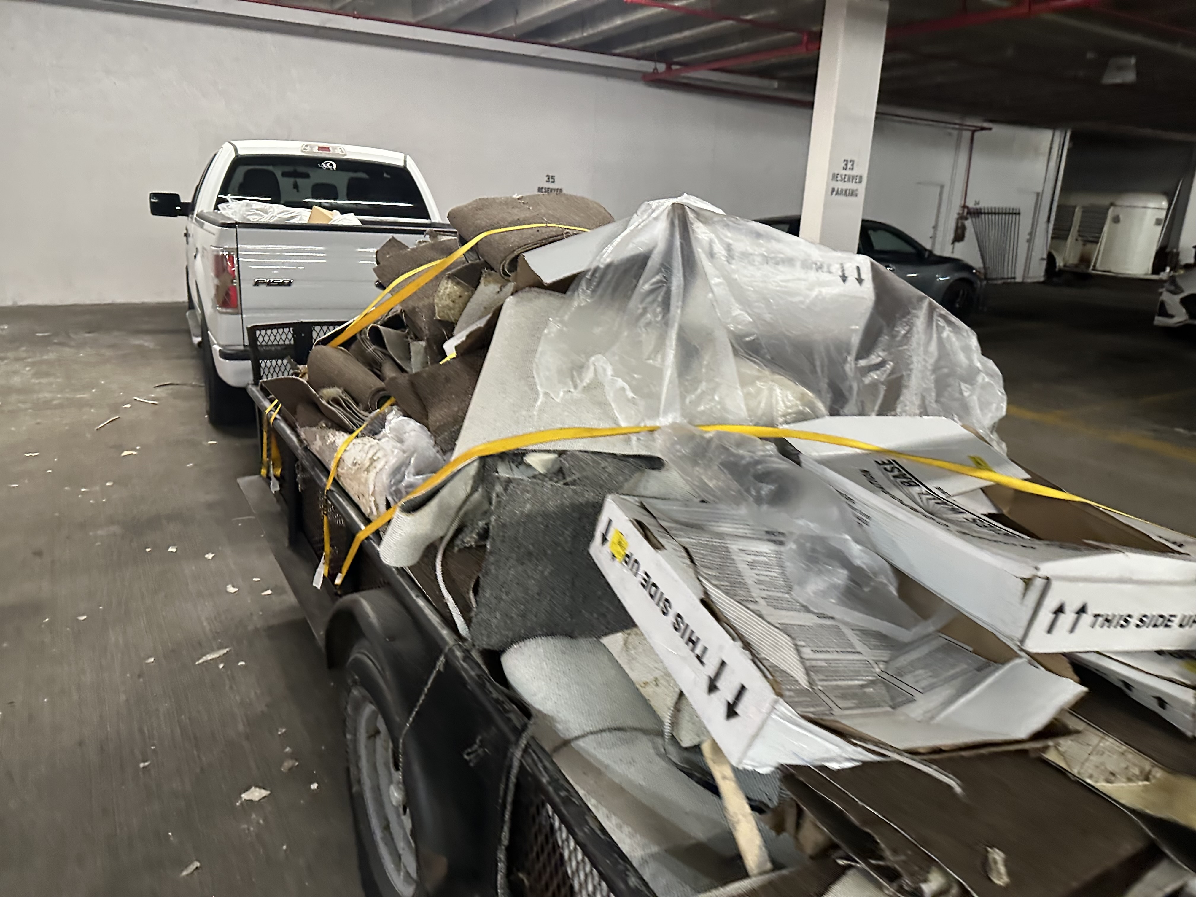 Construction materials loaded on trailer